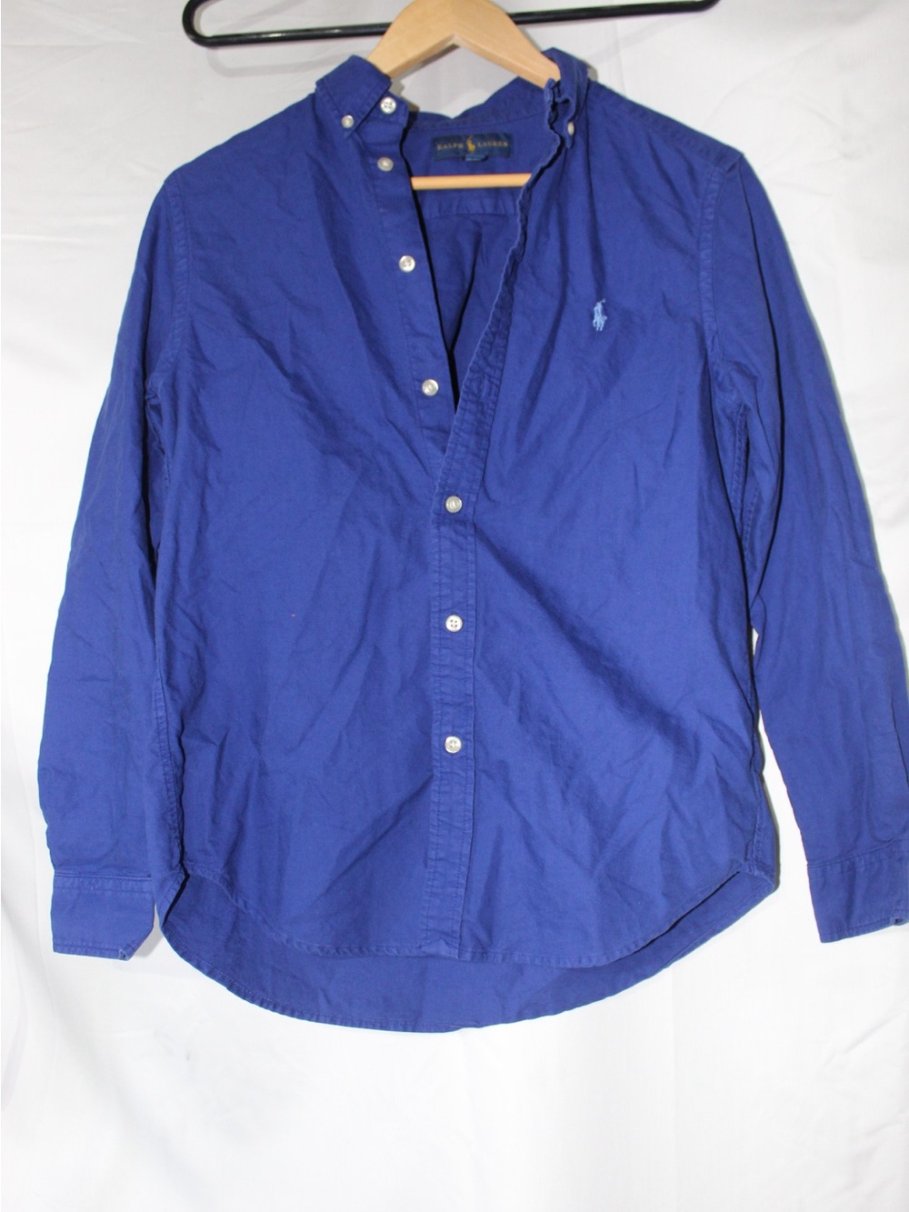 Ralph Lauren Blue Long-Sleeve Casual Button-Down Shirt 100% cotton L 14/16